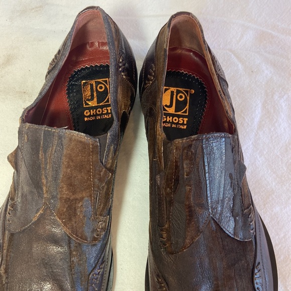 JO GHOST Brown Leather Slip On Men’s Dress ShoeMade in Italy EU 44 US 10.5 New! - Picture 9 of 10